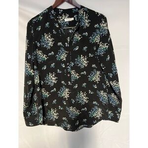 Equipment Floral Black Blouse